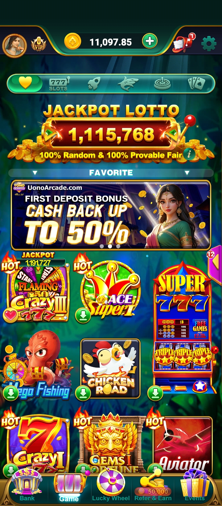 Core Games inside Yono Arcade